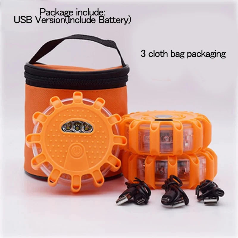 LED Emergency Lights Flare 9Modes Safety Warning USB Rechargeable Flashing Lamp Red Strobe Dash Light for Trucks Vehicle Car
