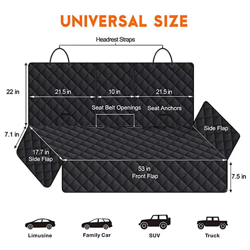 Carrier for Outing Dogs Car Dog Seat Cover for Back Seat Waterproof Auto Rear Pet Seat Protector Mat Nonslip Universal Safety