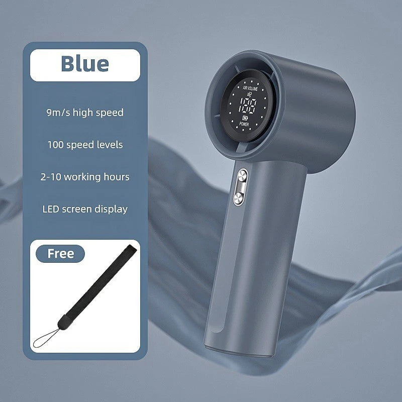 Handheld Small Fan Usb Charging 100 Levels Digital Display Rechargeable High-Speed Handheld Turbo Portable Violent Fan