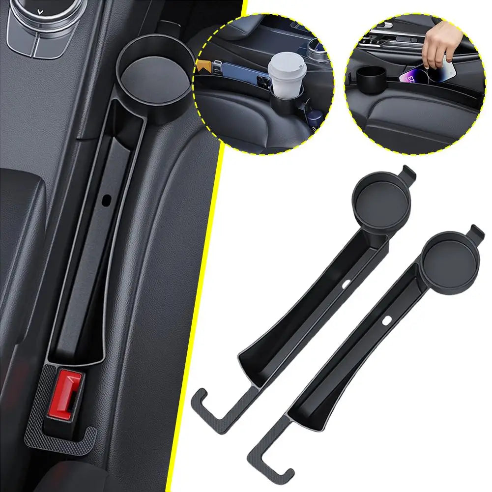 Car Seat Organizer 4 in 1 Multifunctional Gap Filler Organizer Storage Box with Cup Holder Hook Auto Gap Filler Strip Belt