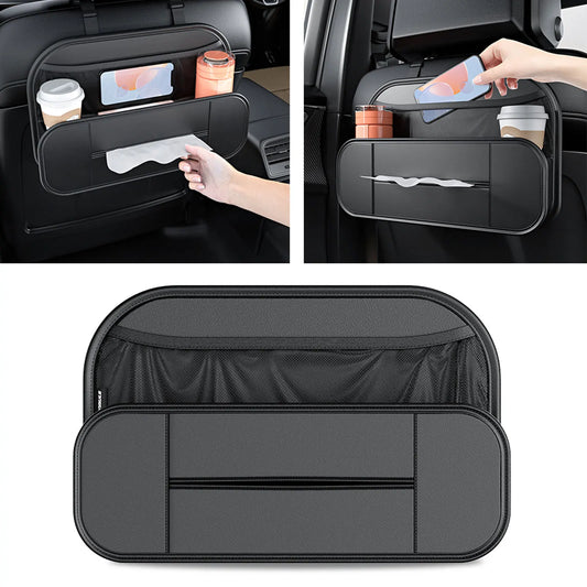 High Capacity Adjustable Car Storage Box Backseat 5 Bag Trunk Organizer Multi-Use PU Leather Car Seat Back Organizers with Bag