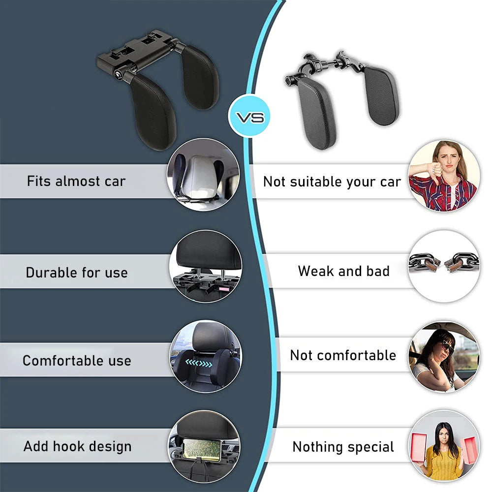 Car Seat Headrest Pillow Adjustable Head Support Pillow Car Interior U Shaped Pillow Travel Sleeping Cushion for Kids Adults