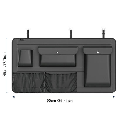 High Capacity Adjustable Car Storage Box Backseat 5 Bag Trunk Organizer Multi-Use PU Leather Car Seat Back Organizers with Bag