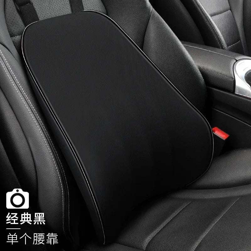 Memory Foam Car Headrest Pillow Leather Embroidered Seat Supports Sets Back Cushion Adjustment Auto Neck Rest Lumbar Pillows