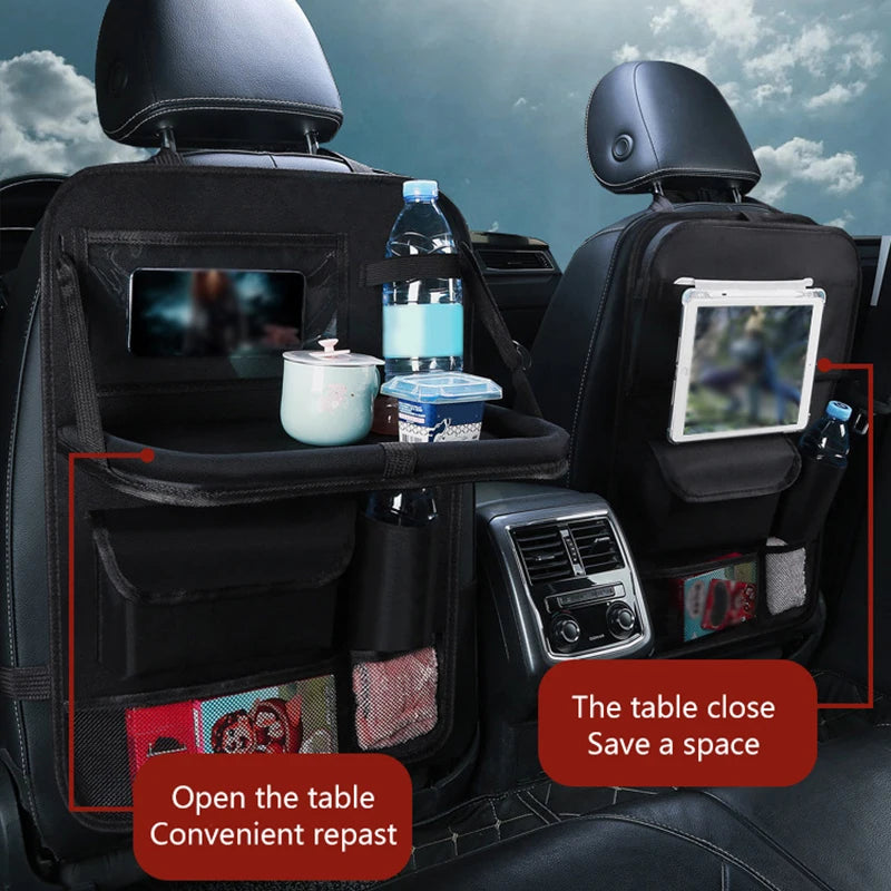 Foldable Car Seat Organizer with Tray Tablet Cell Phone Holder Multifunctional Car Interior Storage Universal Car Accessories