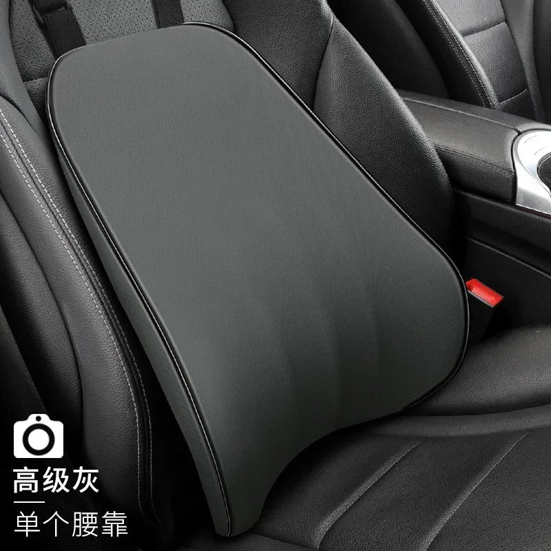 Memory Foam Car Headrest Pillow Leather Embroidered Seat Supports Sets Back Cushion Adjustment Auto Neck Rest Lumbar Pillows