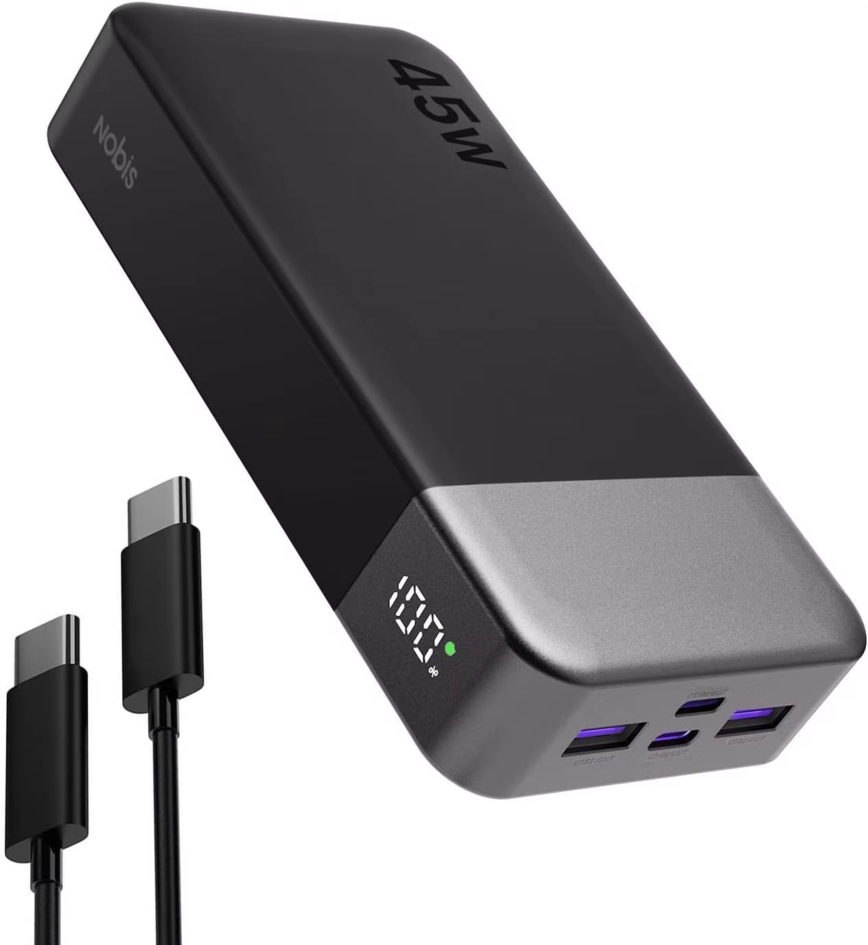 NOBIS 20000Mah Power Bank 45W Fast Charging Portable Charger External Battery Pack with LED Display for Iphone Android Laptop