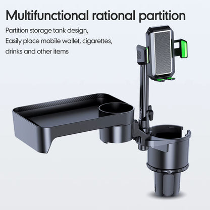 Car Cup Holder Multifunctional Cup Holder Expander with 360° Rotation Tray Mobile Phone Holder Adjustable Base (Size L, Green)