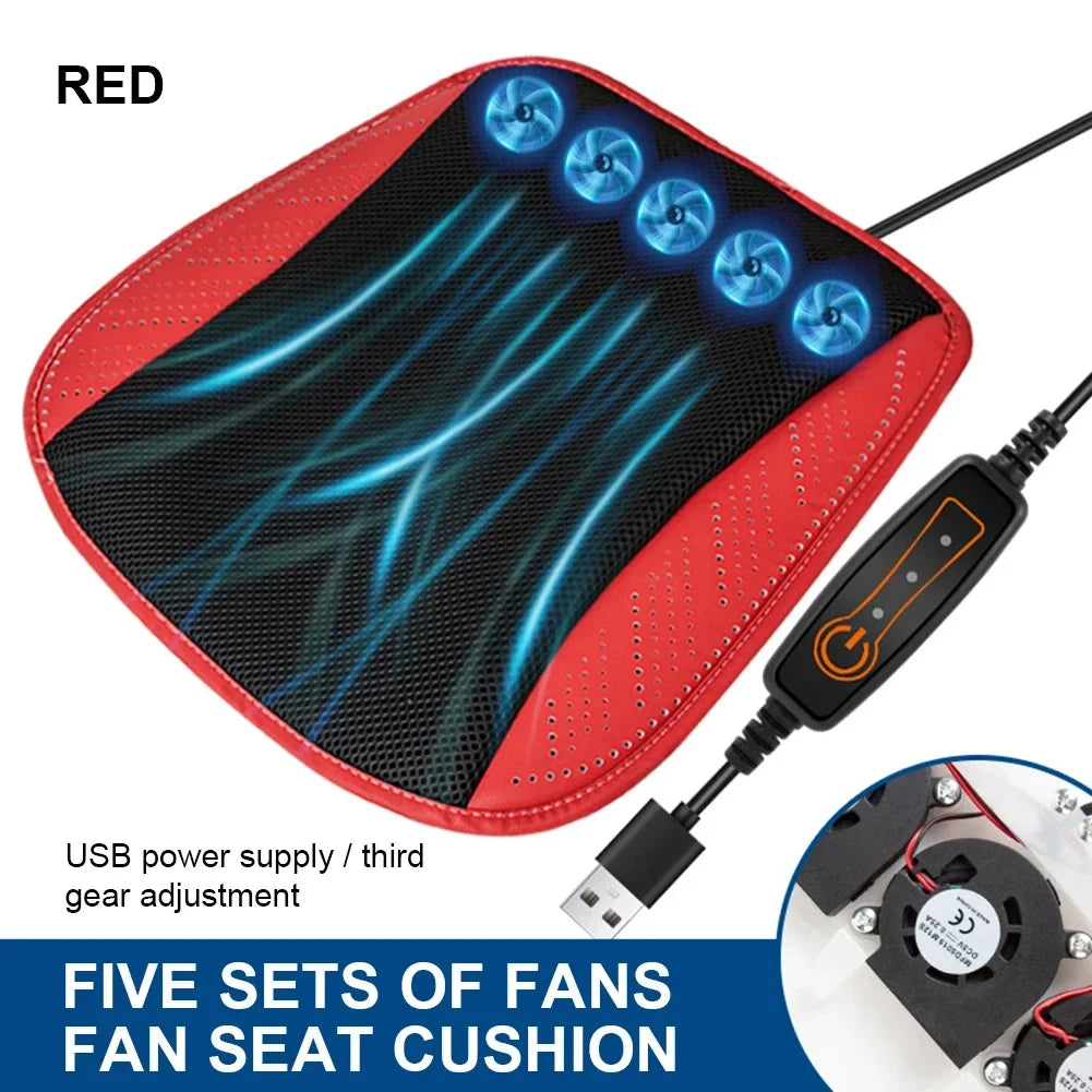 Universal Car Seat Summer Cool Air Seat Cushion with USB Fan Fast Blowing Ventilation Seat Cooling Refrigerated Car Seat