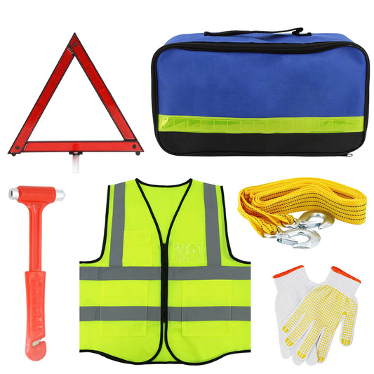 New Car Emergency Roadside Assistance Kit Jumper Cable Tow Strap First Aid Supplies Multipurpose Pack Motorist Self-Defense Tool