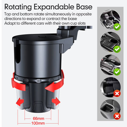 Car Cup Holder Multifunctional Cup Holder Expander with 360° Rotation Tray Mobile Phone Holder Adjustable Base (Size L, Green)