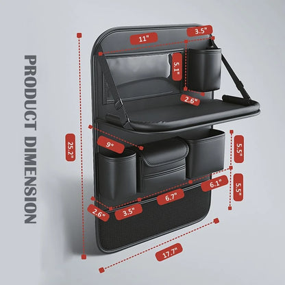 Car Backseat Organizer with Foldable Table Tray＆Stain Proof Ipad Storage PU Leather Car Seat Back Protectors Kick Car Essential