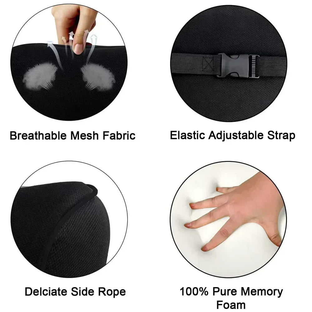 Memory Foam Car Headrest Pillow Leather Embroidered Seat Supports Sets Back Cushion Adjustment Auto Neck Rest Lumbar Pillows