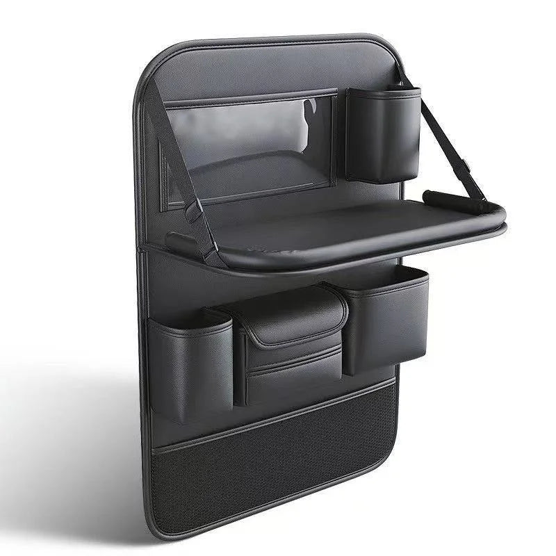 Car Backseat Organizer with Foldable Table Tray＆Stain Proof Ipad Storage PU Leather Car Seat Back Protectors Kick Car Essential