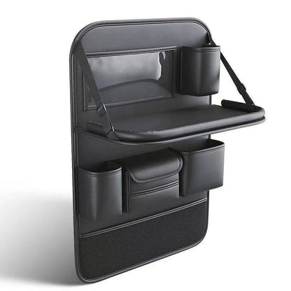 Car Backseat Organizer with Foldable Table Tray＆Stain Proof Ipad Storage PU Leather Car Seat Back Protectors Kick Car Essential