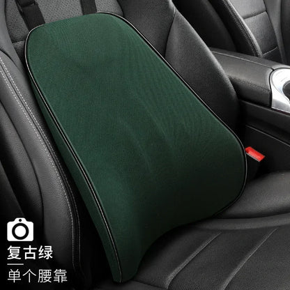Memory Foam Car Headrest Pillow Leather Embroidered Seat Supports Sets Back Cushion Adjustment Auto Neck Rest Lumbar Pillows