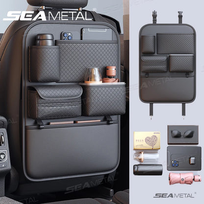 SEAMETAL Luxury Car Seat Back Storage Bag Multifunction Backseat Organizer Storage Pocket Wear-Resistant Seat anti Kick Guard
