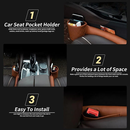 Leather Car Seat Gap Filler Pockets Organizer Multifuntion Car Seats Leak Stop Pad Soft Padding Phone Cards Holder Storage Box