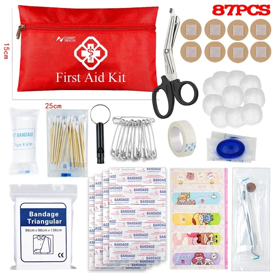 26-330 PCS First Aid Kit with Carrying Pouch, Outdoor First Aid Kit - Essential Emergency Kit for Camping, Hiking and Travell
