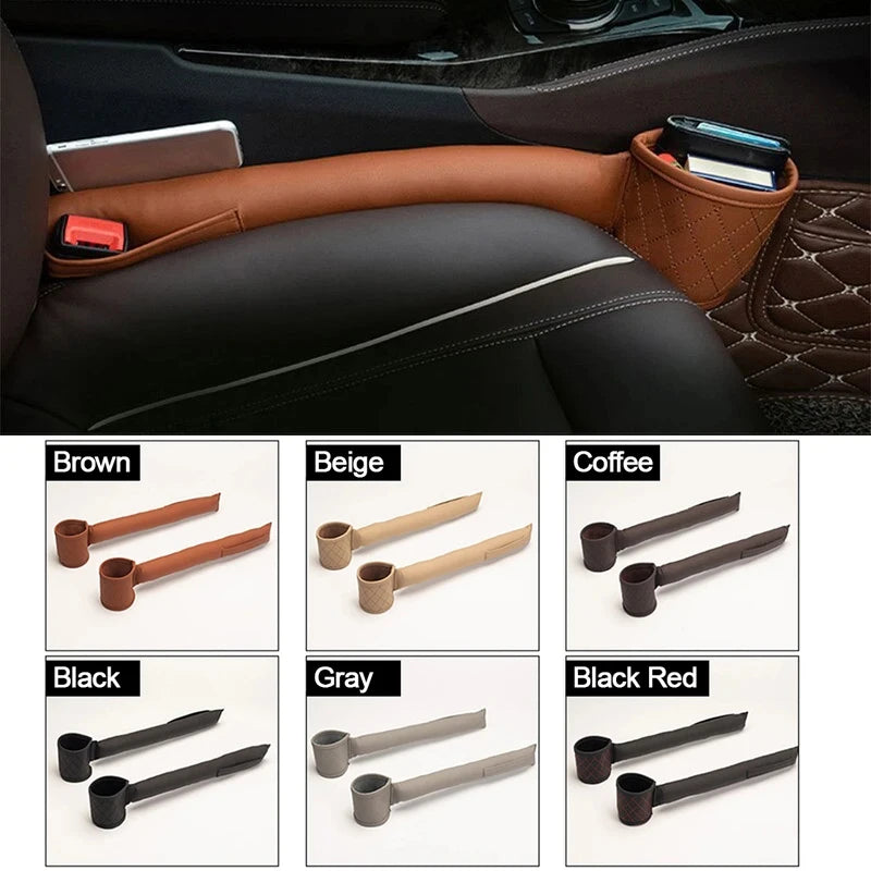 Leather Car Seat Gap Filler Pockets Organizer Multifuntion Car Seats Leak Stop Pad Soft Padding Phone Cards Holder Storage Box