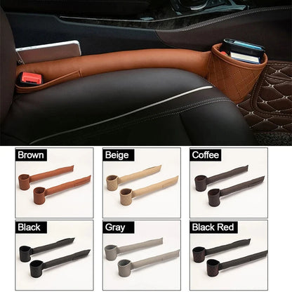 Leather Car Seat Gap Filler Pockets Organizer Multifuntion Car Seats Leak Stop Pad Soft Padding Phone Cards Holder Storage Box