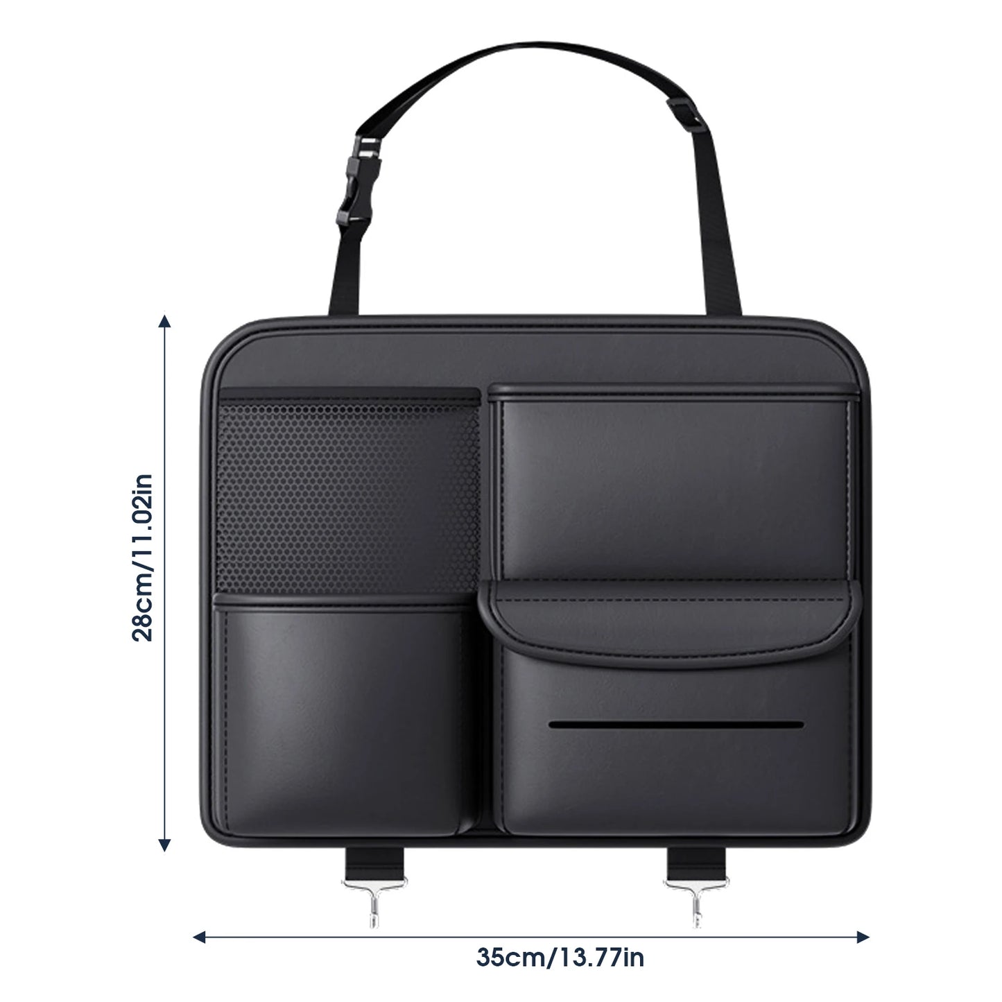 High Capacity Adjustable Car Storage Box Backseat 5 Bag Trunk Organizer Multi-Use PU Leather Car Seat Back Organizers with Bag