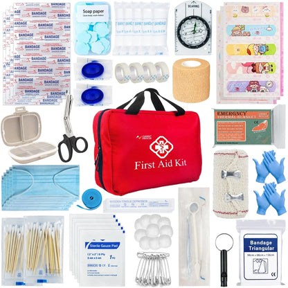 26-330 PCS First Aid Kit with Carrying Pouch, Outdoor First Aid Kit - Essential Emergency Kit for Camping, Hiking and Travell