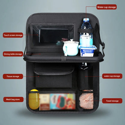 Foldable Car Seat Organizer with Tray Tablet Cell Phone Holder Multifunctional Car Interior Storage Universal Car Accessories
