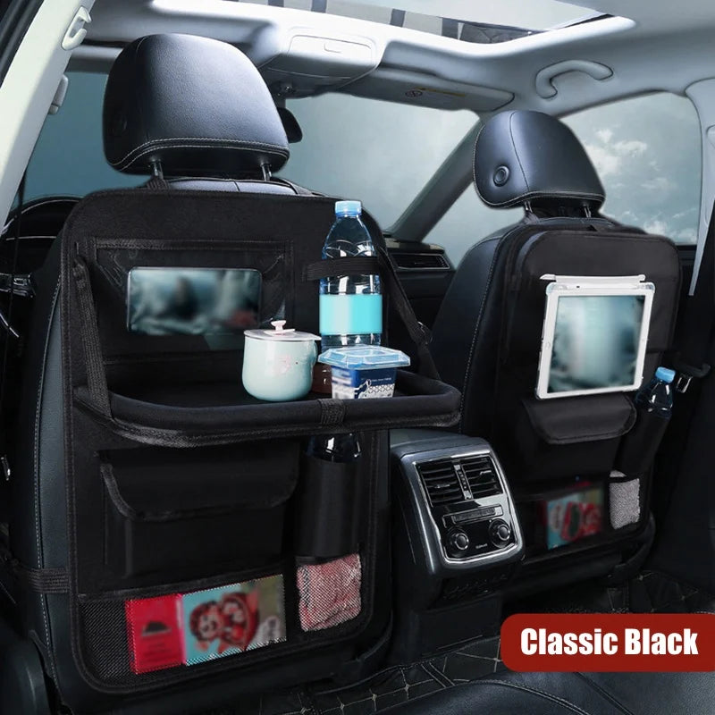 Foldable Car Seat Organizer with Tray Tablet Cell Phone Holder Multifunctional Car Interior Storage Universal Car Accessories