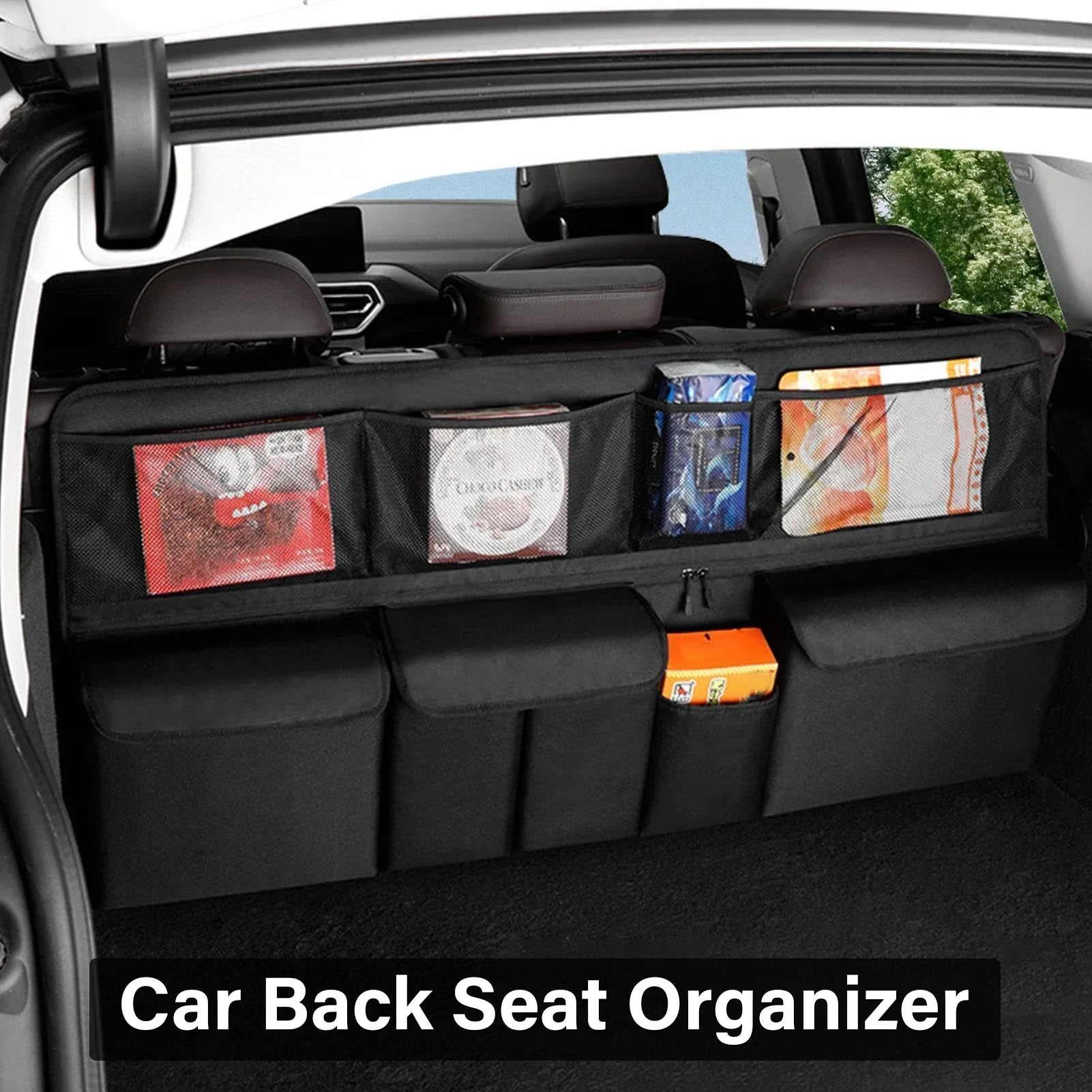 Large Capacity Car Backseat Organizer Trunk Back Seat Organizer Multiple Pocket Organizer Waterproof Storage Trucks Assessorises