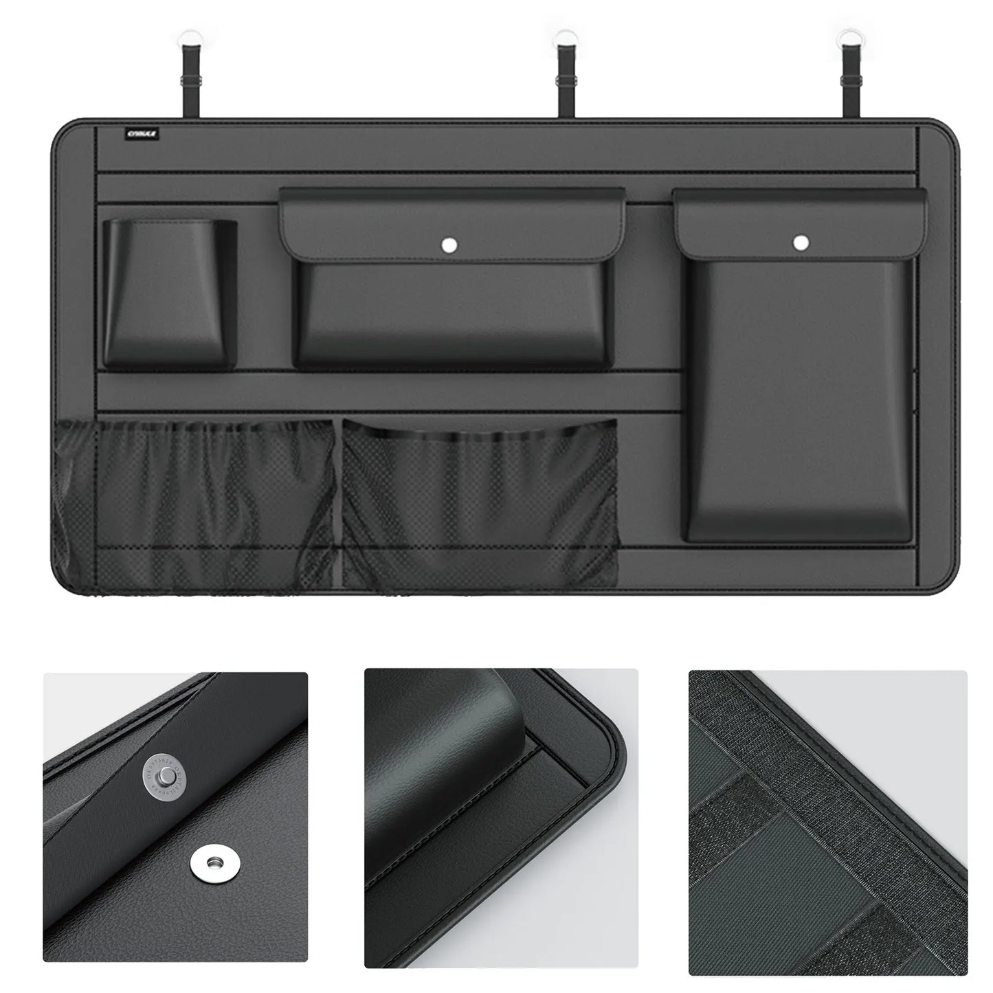 High Capacity Adjustable Car Storage Box Backseat 5 Bag Trunk Organizer Multi-Use PU Leather Car Seat Back Organizers with Bag