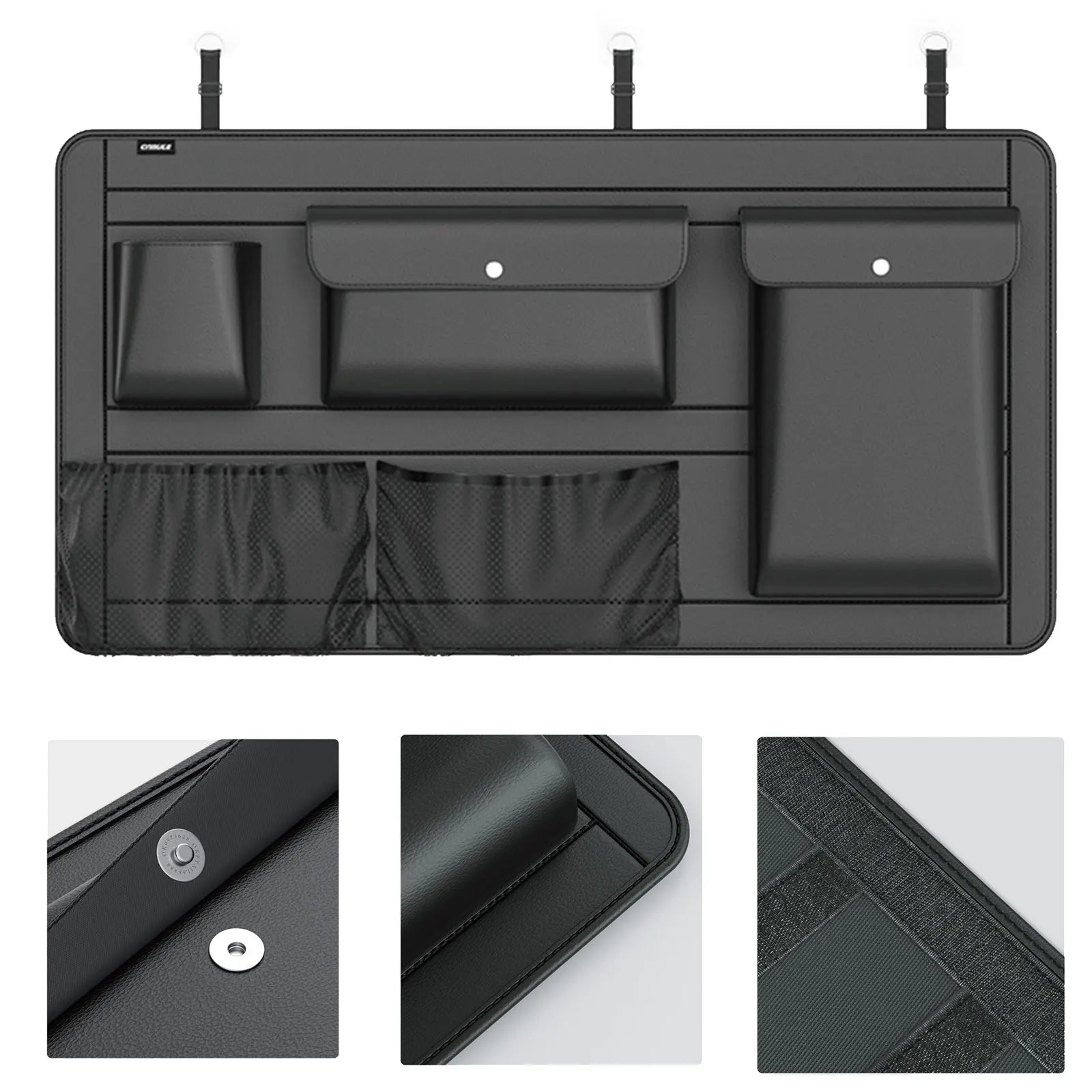 High Capacity Adjustable Car Storage Box Backseat 5 Bag Trunk Organizer Multi-Use PU Leather Car Seat Back Organizers with Bag