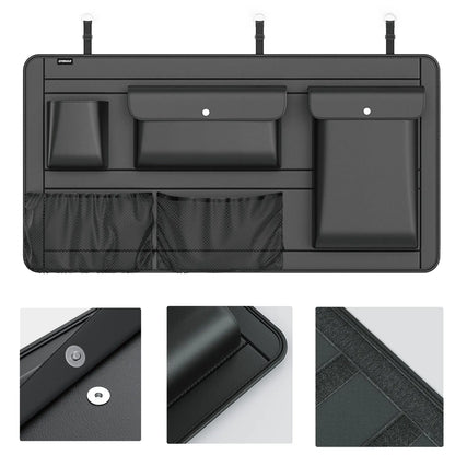 High Capacity Adjustable Car Storage Box Backseat 5 Bag Trunk Organizer Multi-Use PU Leather Car Seat Back Organizers with Bag