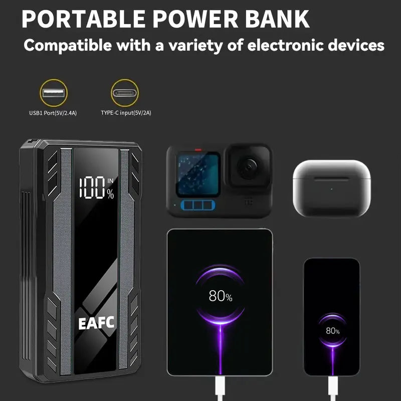 1000A Car Jump Starter Power Bank 12000Mah 12V Portable Charger Starting Device Emergency Car Booster Battery Starter Booster