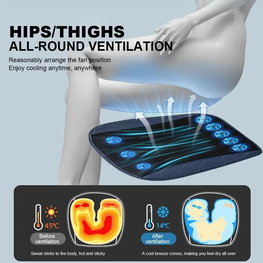 Universal Car Seat Summer Cool Air Seat Cushion with USB Fan Fast Blowing Ventilation Seat Cooling Refrigerated Car Seat