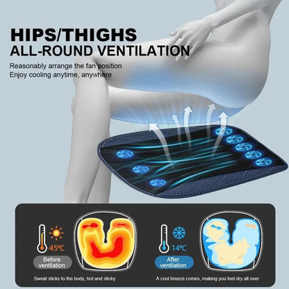 Universal Car Seat Summer Cool Air Seat Cushion with USB Fan Fast Blowing Ventilation Seat Cooling Refrigerated Car Seat
