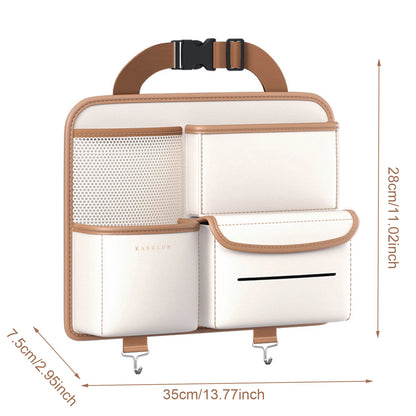 High Capacity Adjustable Car Storage Box Backseat 5 Bag Trunk Organizer Multi-Use PU Leather Car Seat Back Organizers with Bag
