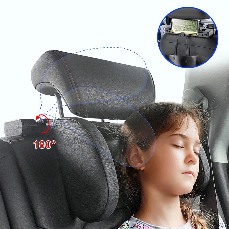 Car Seat Headrest Pillow Adjustable Head Support Pillow Car Interior U Shaped Pillow Travel Sleeping Cushion for Kids Adults