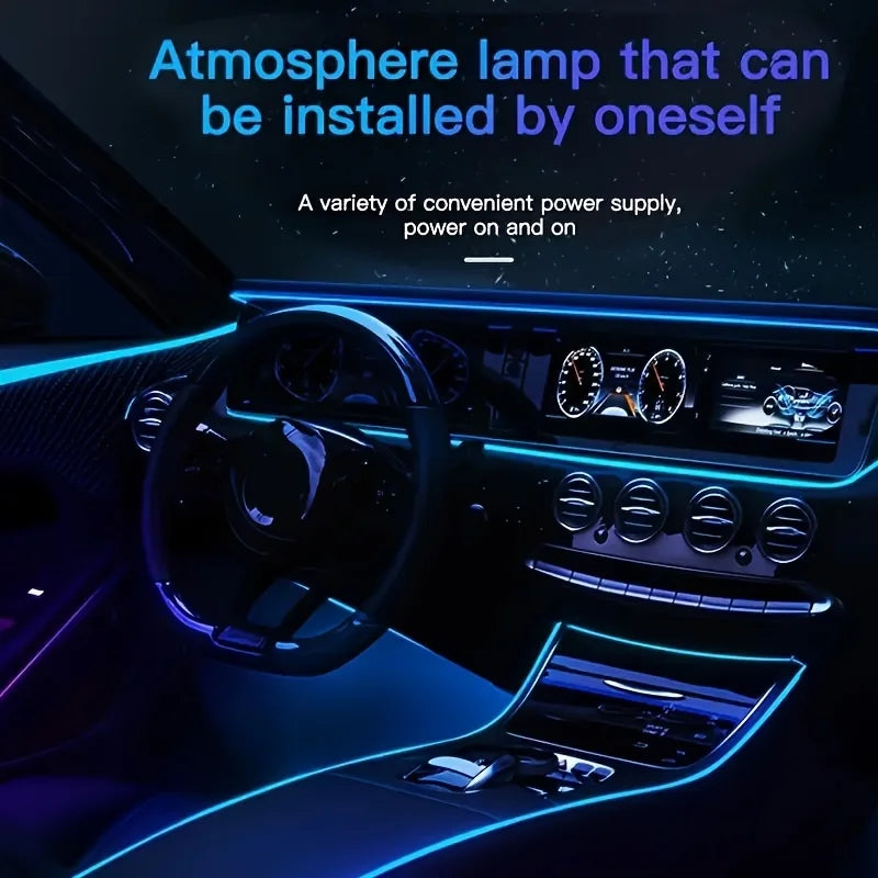 1/2Pcs Ambient Car Led Strip Lights Kit, Dimmable Interior Lighting Accessories for Motor Vehicles, Music Sync