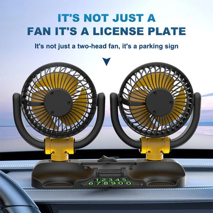 SEAMETAL Car Fan 360 Adjustable 2 Head Air Fan Auto Electric Fan USB 5V/12V/24V Fan 2 Speeds Dashboard Fan for Car Home Office
