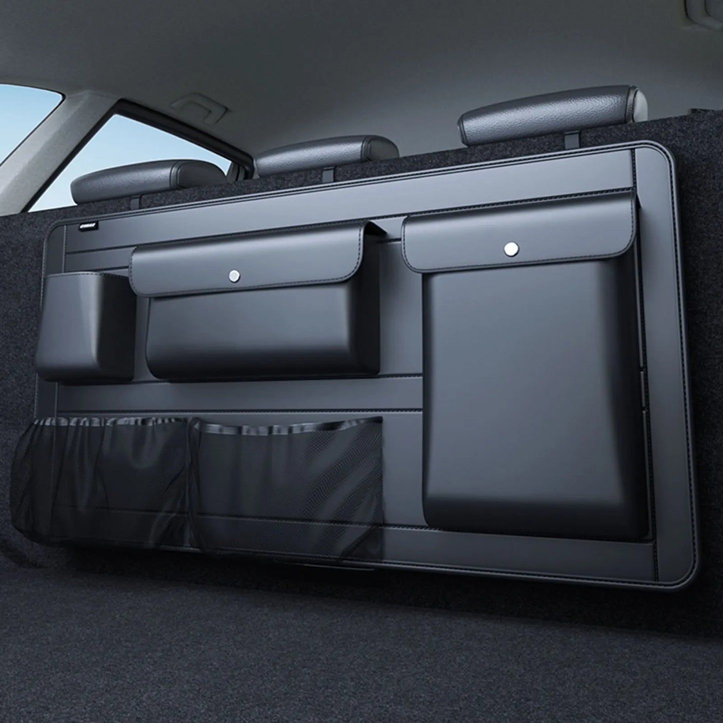 High Capacity Adjustable Car Storage Box Backseat 5 Bag Trunk Organizer Multi-Use PU Leather Car Seat Back Organizers with Bag