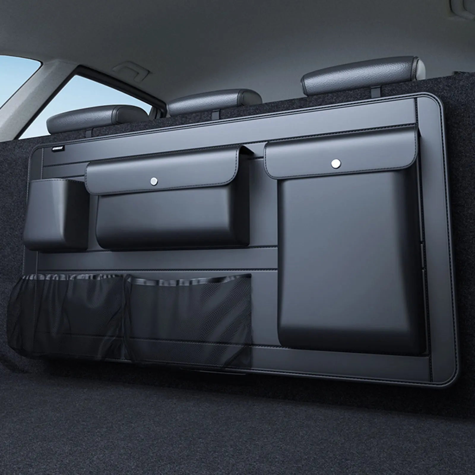 High Capacity Adjustable Car Storage Box Backseat 5 Bag Trunk Organizer Multi-Use PU Leather Car Seat Back Organizers with Bag