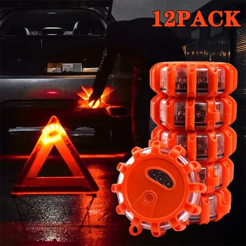 1/2/3/4/6/8/10/12Pcs LED Warning Light Built-In Battery 9Mode Safety Flare Dash Emergency Flashing Lamp Portable Strobe Light