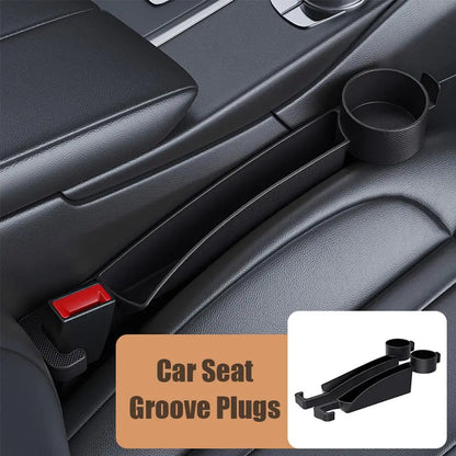 Car Seat Organizer 4 in 1 Multifunctional Gap Filler Organizer Storage Box with Cup Holder Hook Auto Gap Filler Strip Belt