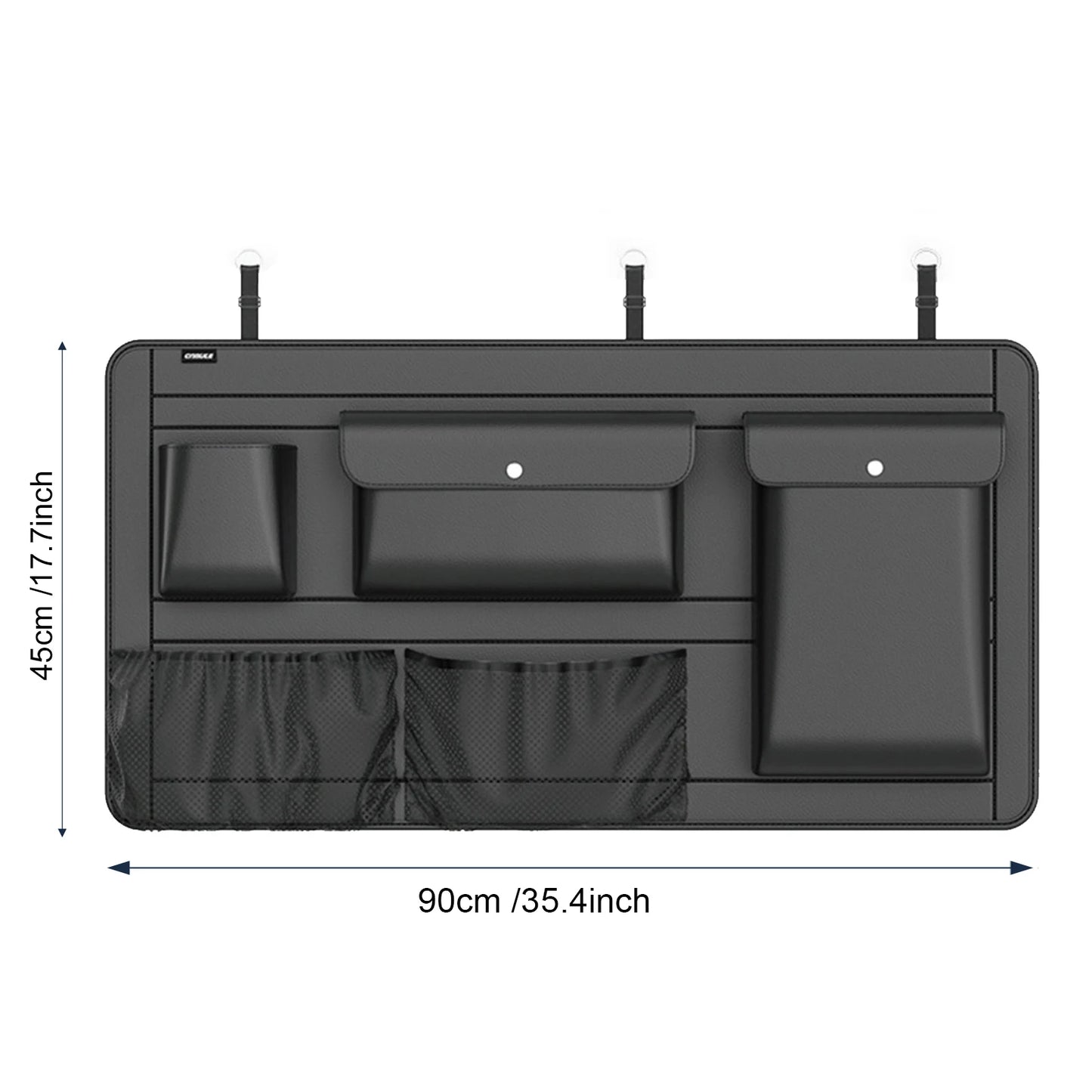 High Capacity Adjustable Car Storage Box Backseat 5 Bag Trunk Organizer Multi-Use PU Leather Car Seat Back Organizers with Bag