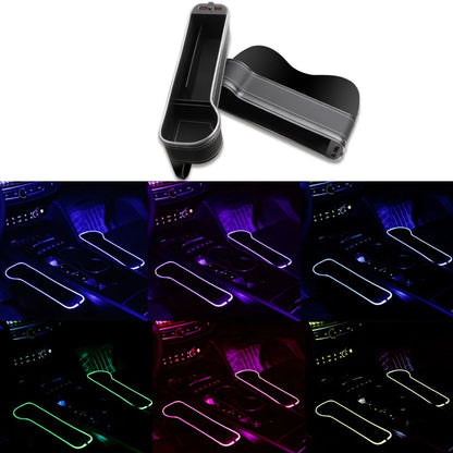 Car Seat Gap Filler Cup Holder 7 Colours Changing LED Car Crevice Storage Organizer Box with 2Usb Charger Car Accessories