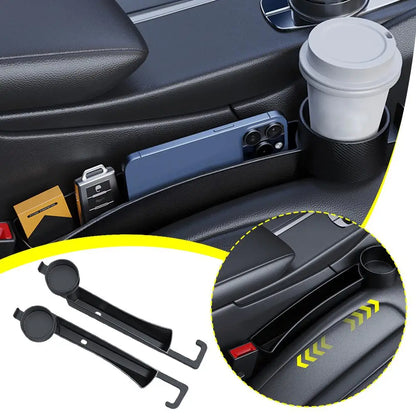 Car Seat Organizer 4 in 1 Multifunctional Gap Filler Organizer Storage Box with Cup Holder Hook Auto Gap Filler Strip Belt