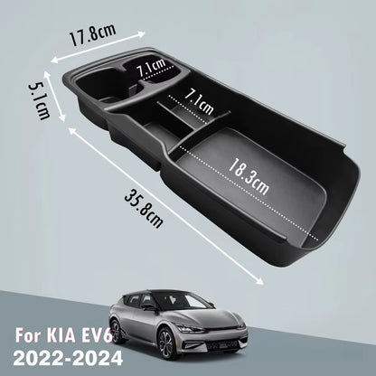 Lower Center Console Organizer Tray for Kia EV6 2023 2024 Armrest Storage Box Cup Holder ABS Material Interior Accessories
