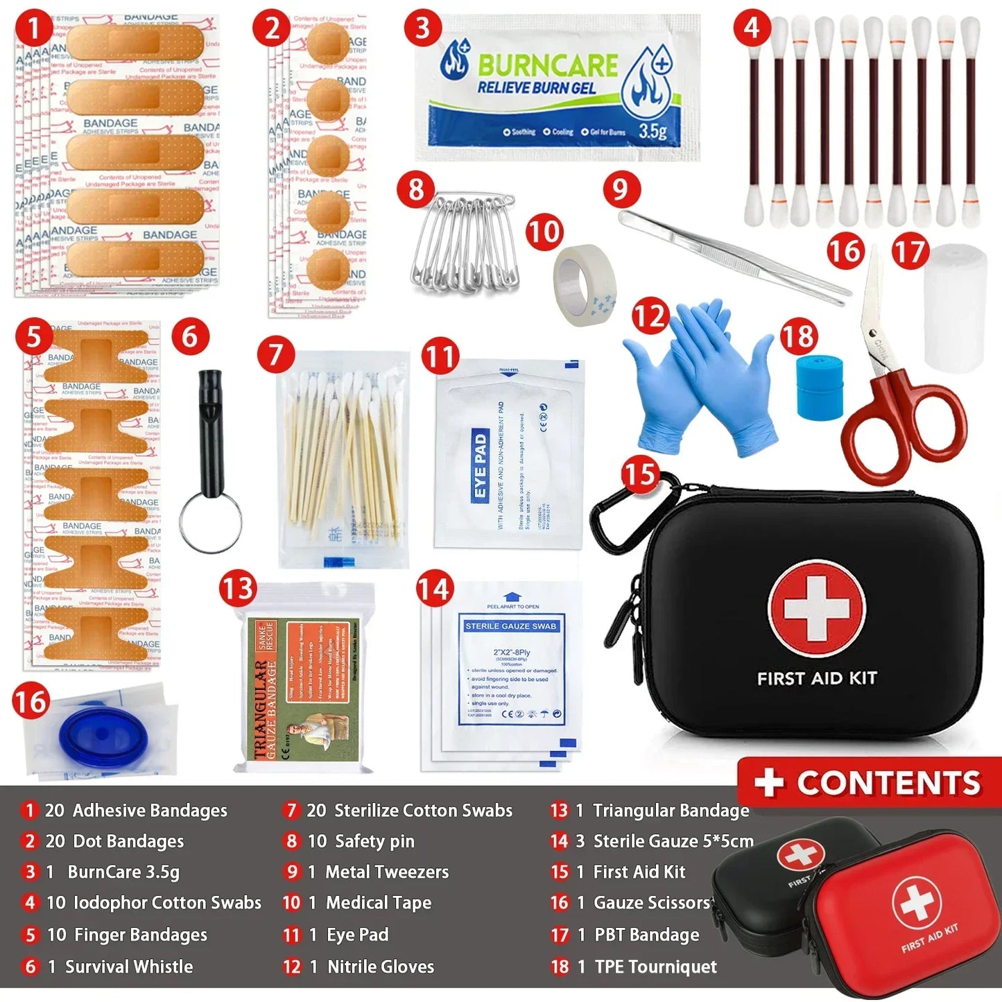 26-330 PCS First Aid Kit with Carrying Pouch, Outdoor First Aid Kit - Essential Emergency Kit for Camping, Hiking and Travell
