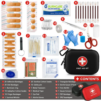 26-330 PCS First Aid Kit with Carrying Pouch, Outdoor First Aid Kit - Essential Emergency Kit for Camping, Hiking and Travell
